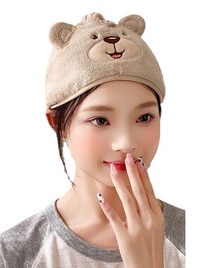 ins风卡通造型干发帽女珊瑚绒浴帽吸水速干包头巾儿童可爱干发巾