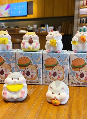 原创吃货仓鼠小摆件创意精致树脂公仔解压家居桌面装饰品摆饰