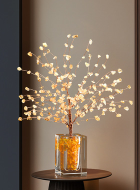 入门床头柜玄关水晶树发财树摆件轻奢高档电视机柜办公室装饰品