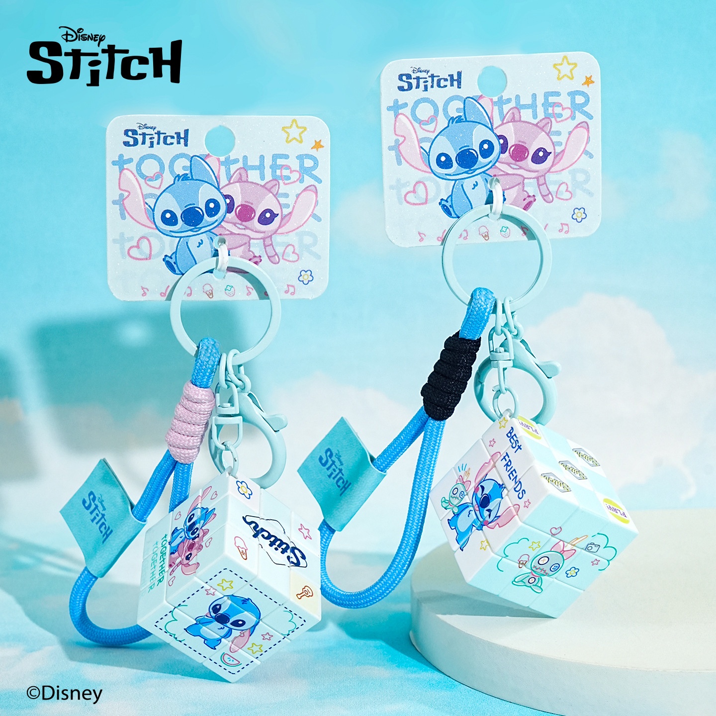 正版史迪奇益智解压三阶魔方钥匙扣可爱书包钥匙链圈挂饰礼物挂件