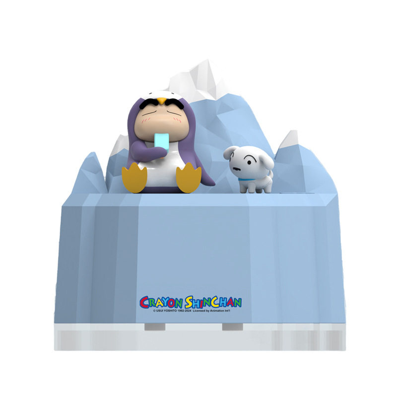 蜡笔小新冰川加湿器大容量USB插电氛围灯双喷加湿器卡通桌面摆件