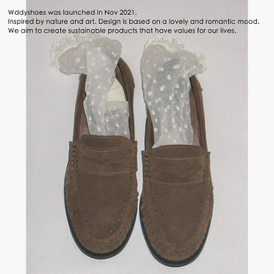 WDDYSHOES 2026新款圆头真皮乐福鞋女一脚蹬懒人鞋复古捏褶