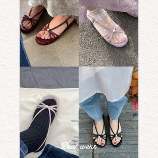 wddyshoes 手工鞋 复古可爱百搭甜美法式 珍珠细声牛筋底凉鞋