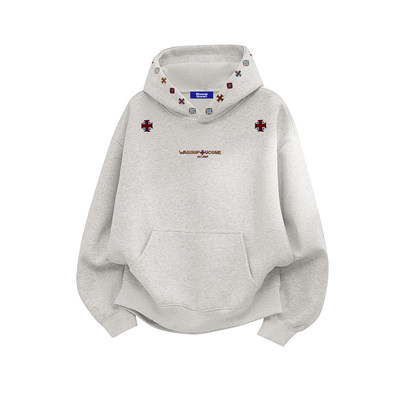 加绒加厚刺绣字母连帽秋