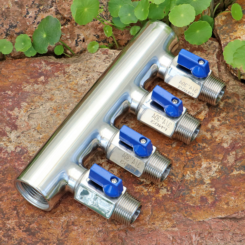 一寸内丝六分外丝304不锈钢球阀开关分集水器 三通四通多通分水器