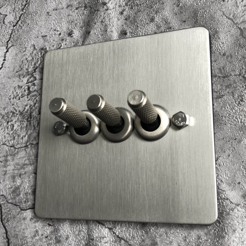 PIALT工业风拨杆开关不锈钢面板暗装复古可明装线管明线一开双控