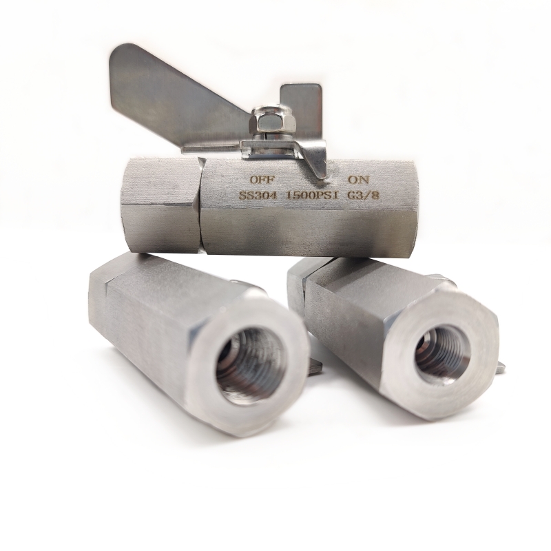 304不锈钢高压球阀G1/4内螺纹气源开关阀蝶型手柄阀门4分1500PSI