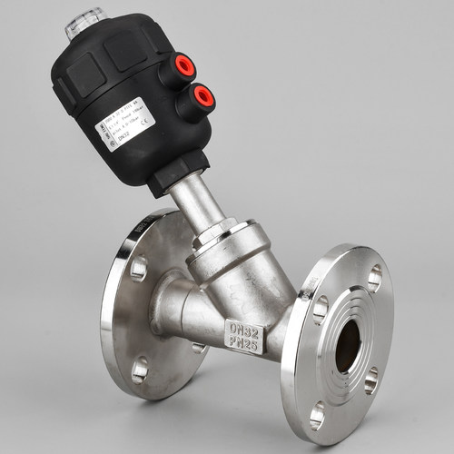 新品包邮304不锈钢气动角座阀塑料头法兰气控阀DN152025324050