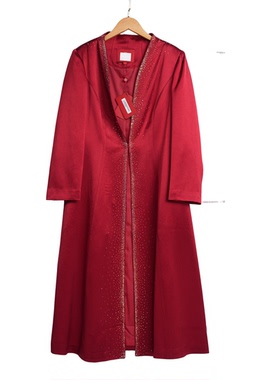 【六礼】A3品牌折扣女装高端洋气百搭气质通勤酒红色风衣-22085