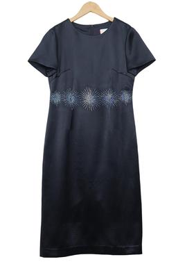 【六礼】精选品牌女装高端时尚气质百搭藏蓝色连衣裙A1-17722