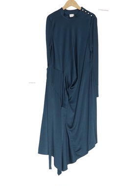 睐牌精选品牌女装高端休闲时尚气质百搭女藏蓝色连衣裙睐A3-17016