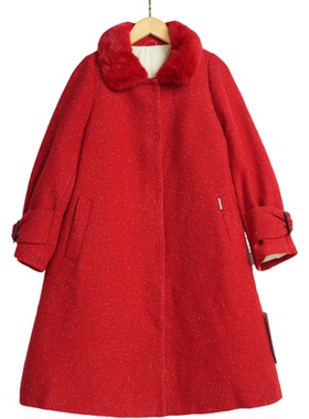 【LYL】A4女装新款休闲时尚气质冬季女粗纺大红色大衣-307