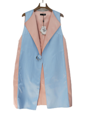 【FV】24年春款品牌精选女装洋气百搭女减龄时尚蓝色马甲-50083