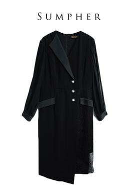 慕天姿冬秋柜折扣精选品牌女装高端黑色连衣裙慕天姿A3-16579