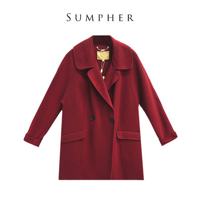 睐品牌专柜新款冬折扣女装时尚高端气质轻奢棕红色大衣-32651
