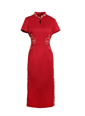 【六礼】精选品牌女装高端时尚气质百搭深红色连衣裙-17301