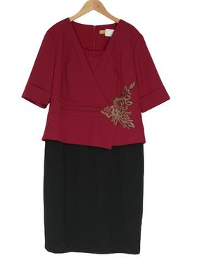 睐牌精选品牌女装高端休闲时尚气质百搭女酒红色连衣裙睐A1-12317