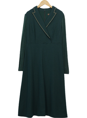 慕天姿精选品牌女装高端时尚气质百搭墨绿色连衣裙慕天姿A4-17069