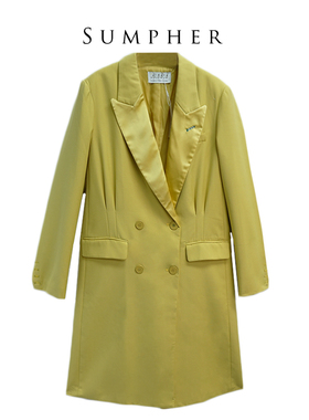 OFAN秋专柜折扣精选品牌女装高端时尚气质黄色风衣-92853