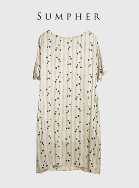 【卡利亚里】A2折扣女装高端洋气百搭气质杏蓝色连衣裙-L0045