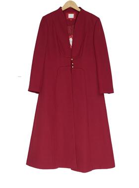【六礼】精选品牌女装高端时尚气质百搭酒红色风衣A4-22072