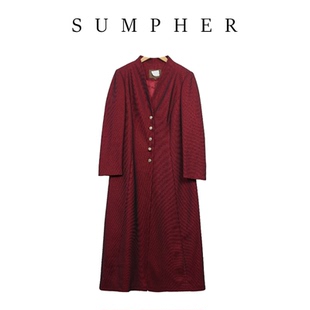 22216 气质百搭酒红色风衣慕天姿A3 慕天姿精选品牌女装 高端时尚