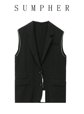 【CMM】A5精选女装秋冬新款高端轻奢定制韩版女黑色马甲-1320