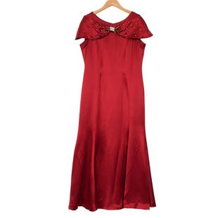 17738 精选品牌女装 六L 高端时尚 气质百搭酒红色连衣裙A2