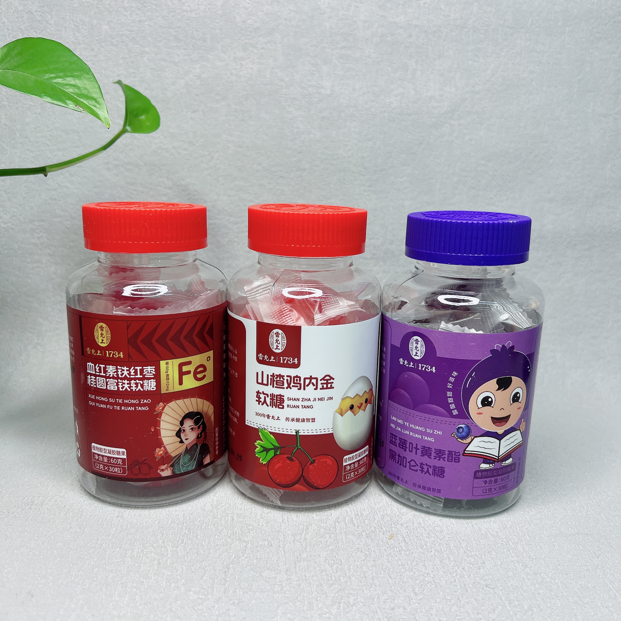 特价 蓝莓叶黄素酯黑加仑鸡内金血红素铁红枣桂圆富铁软糖60g
