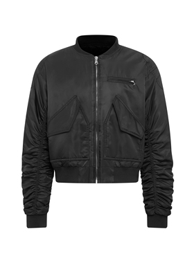 FARSTA 重工拼接褶皱bomber夹棉飞行员尼龙棉服男女同款