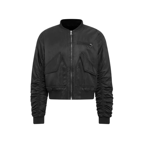 FARSTA 重工拼接褶皱bomber夹棉飞行员尼龙棉服男女同款