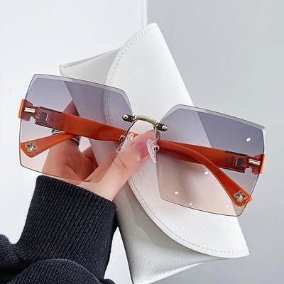 无框切边墨镜女2024年新款高级感太阳眼镜防紫外线韩版潮流