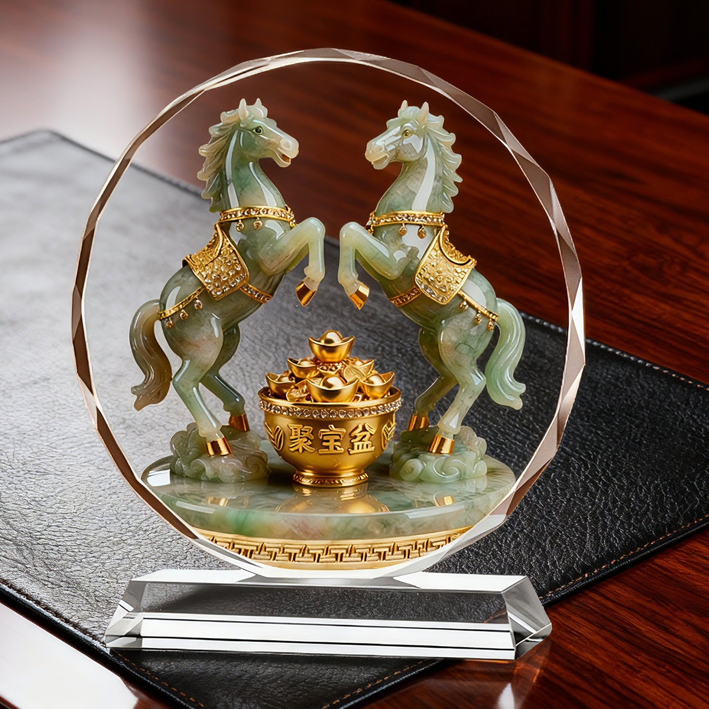 双马聚宝水晶摆件生肖马招财桌面装饰品店铺摆台客厅乔迁开业送礼,家居饰品,桌面摆件,淘宝优惠券,粉丝福利购,淘宝优惠卷