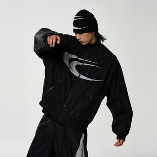 明星同款 薄款 WAVYBOY 情侣休闲宽松黑色夏季 运动套装 男女同款