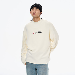 圆领套头无帽新款 WAVYBOY爱是战争 长袖 薄款 情侣宽松休闲卫衣 夏季