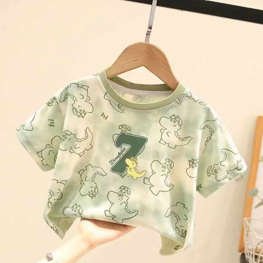 儿童半袖上衣夏季新款可爱恐龙短袖洋气速干T恤男女童小孩印花衫,童装/婴儿装/亲子装,T恤,淘宝优惠券,粉丝福利购,淘宝优惠卷