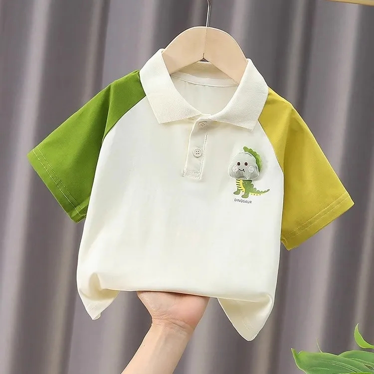 拼色立体呆呆龙翻领半袖PLOL衫