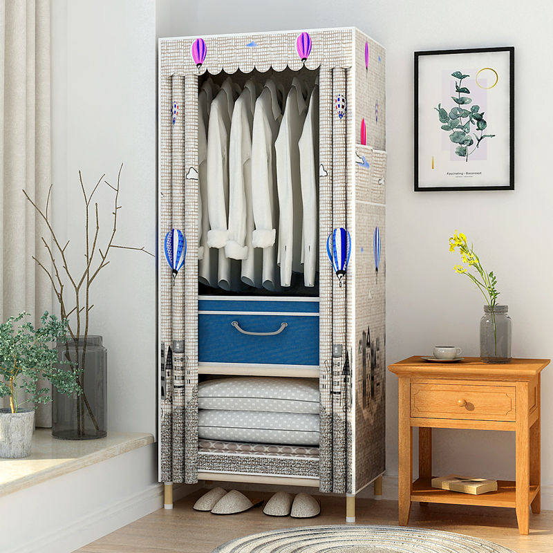 [牛津架衣叠布衣柜实木简易双人10个柜子组装折s橱布大号储物柜i.