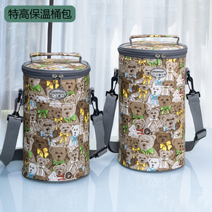 圆形手提保温饭盒袋三四层特高上班族防水防油铝箔保温桶包手提袋