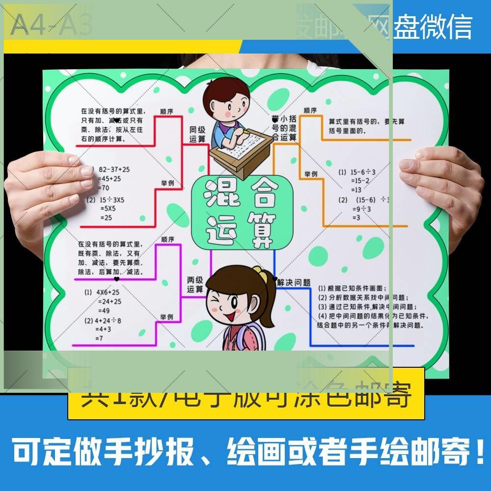 电子版人教版二年级数学下册第五单元混合运算思维导图手抄报电子