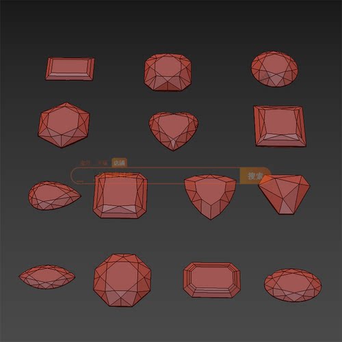 14款钻石宝石多边形心形水晶切割体多面体Nomad 3D模型ZB雕刻素材