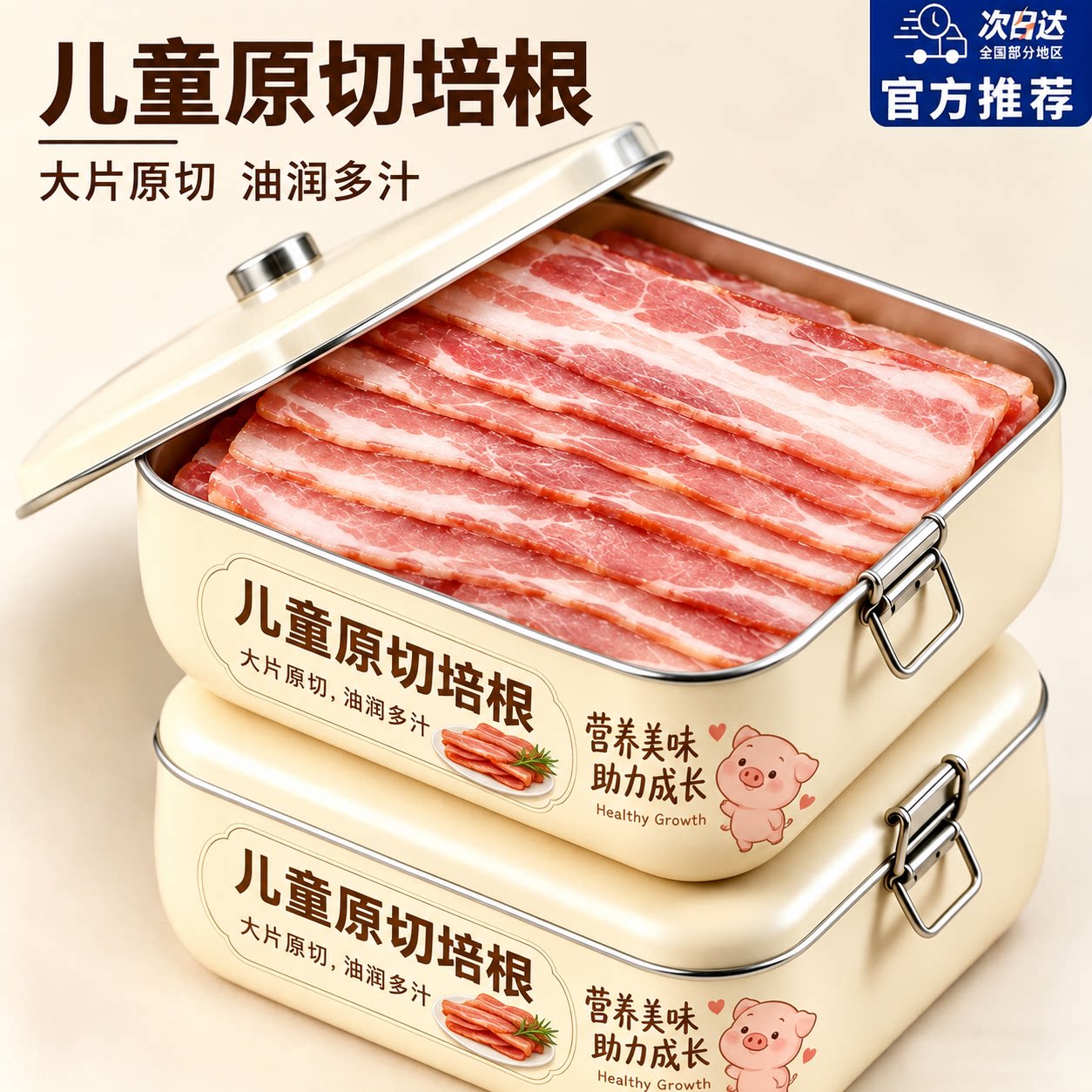 儿童培根原切官方旗舰店烟熏厚切培根三明治专用无添加营养早餐吃