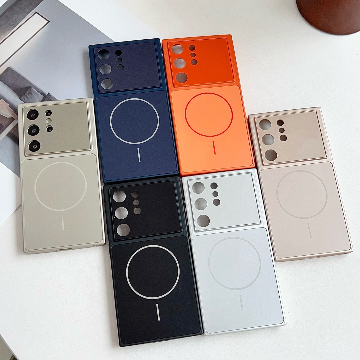 森爽 秒变大视窗磁吸适用三星S26ultra手机壳S25磨砂橙色保护套s24U无线充全包防摔S23u高级男女钛灰简约深蓝