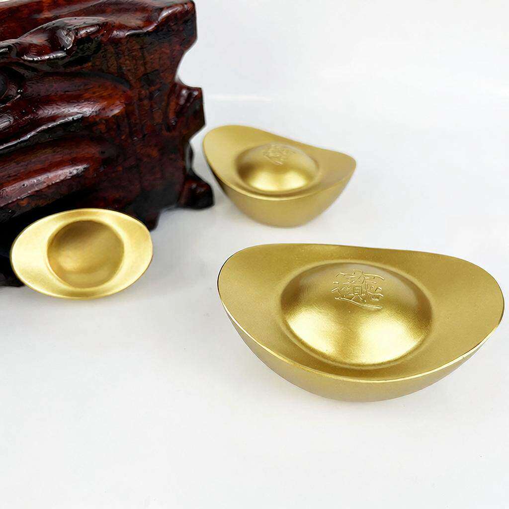 纯铜金元宝摆件实心黄铜全铜元宝沙金元宝招财大小号家用客厅仿真