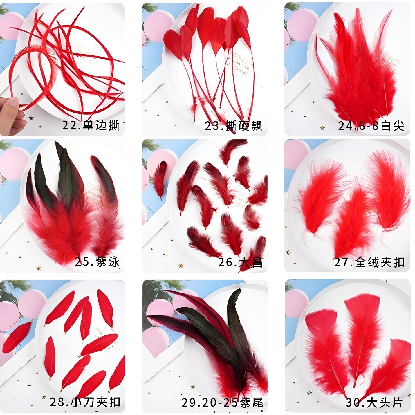 红色鸡毛鹅毛羽毛头饰创意摆件造景森系制作美术客厅ins花束插花