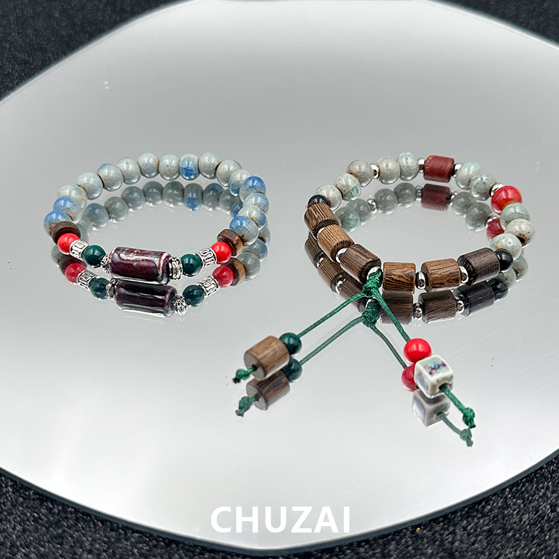CHUZAI木珠陶瓷流苏手链
