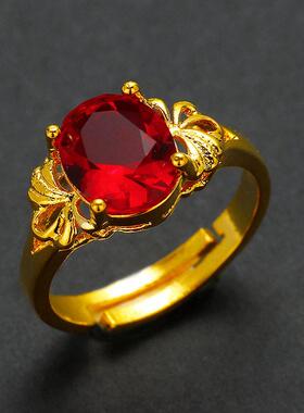 2025夏季新越南砂金戒指女性食指戒指开孔模拟黄金不褪色珠宝正品