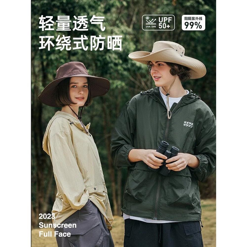 美国户外遮阳帽旅行牛仔休闲钓鱼渔夫帽UPF50专业防晒帽