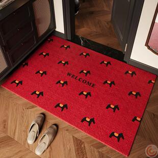 新年入户门地垫红色马年圈绒地垫耐脏好打理进门脚垫室外大门