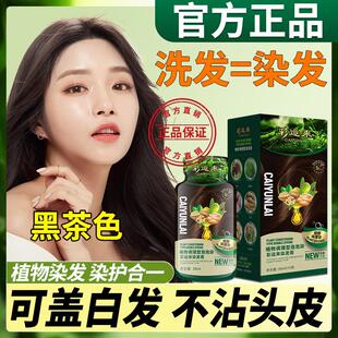 彩运来泡泡染发剂植物纯官方正品天然一洗黑茶色女男士专用染发膏